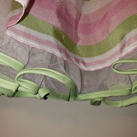 YOUNGLAND WHITE PINK GREEN STRIPE EASTER DRESS SIZE 3T - Picture 2 of 5